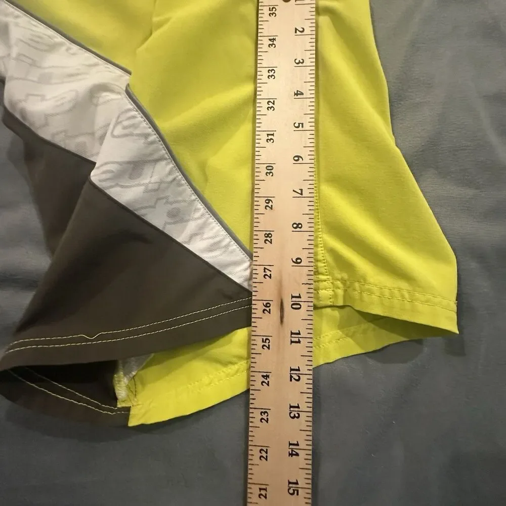 Y2K Alpinestars Board Shorts Mens 34 Colorblock Yellow Swim Trunks Striped